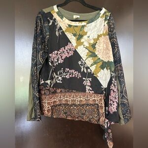 Anthropologie TINY Patchwork Floral Mixed-Print Long Sleeve Top